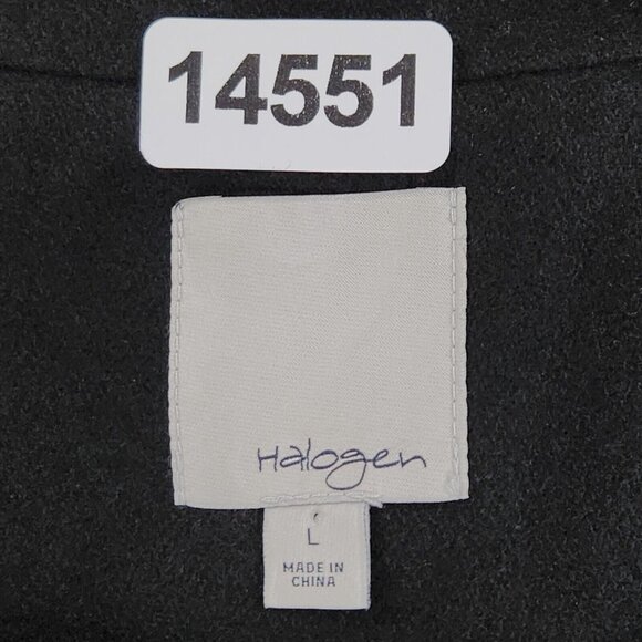 Halogen Jacket Womens Large Black Wool Blend Full Zip Bomber Classic Casual - Picture 8 of 12